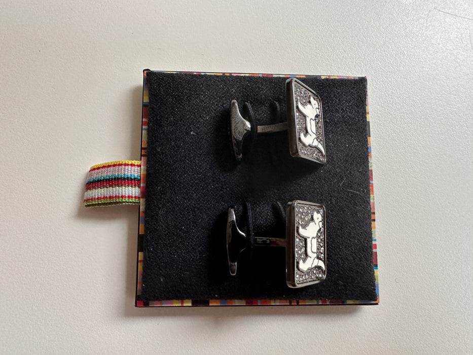 Cufflinks Square Dog Crystal White Paul Smith