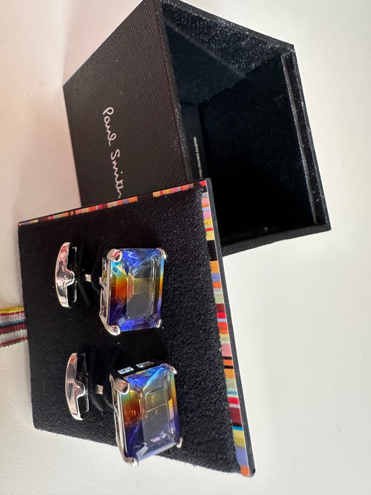 Paul Smith Glass Cufflinks in Amber and Blue
