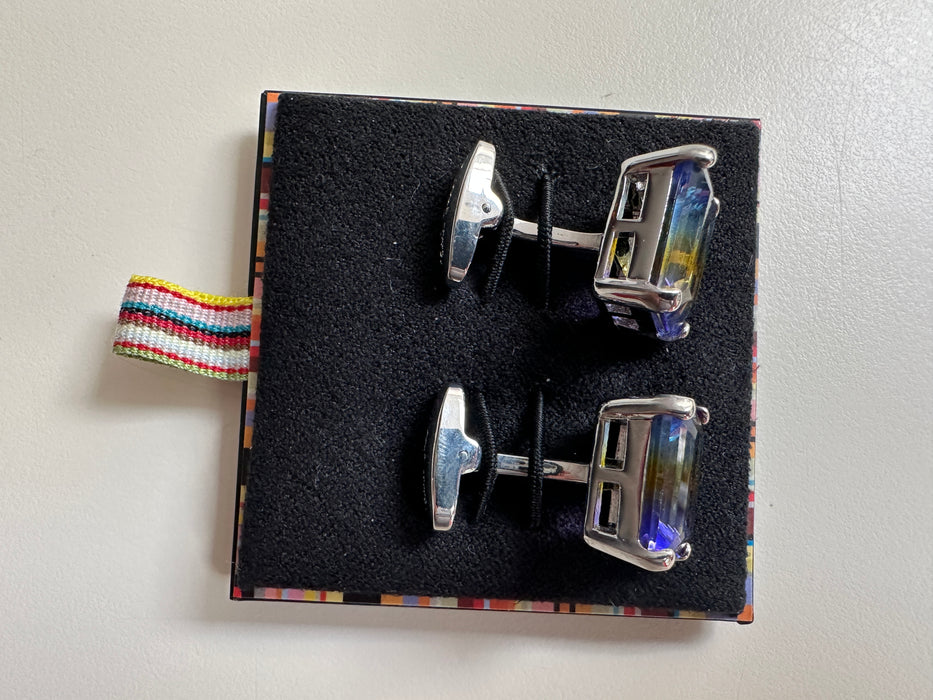 Paul Smith Glass Cufflinks in Amber and Blue