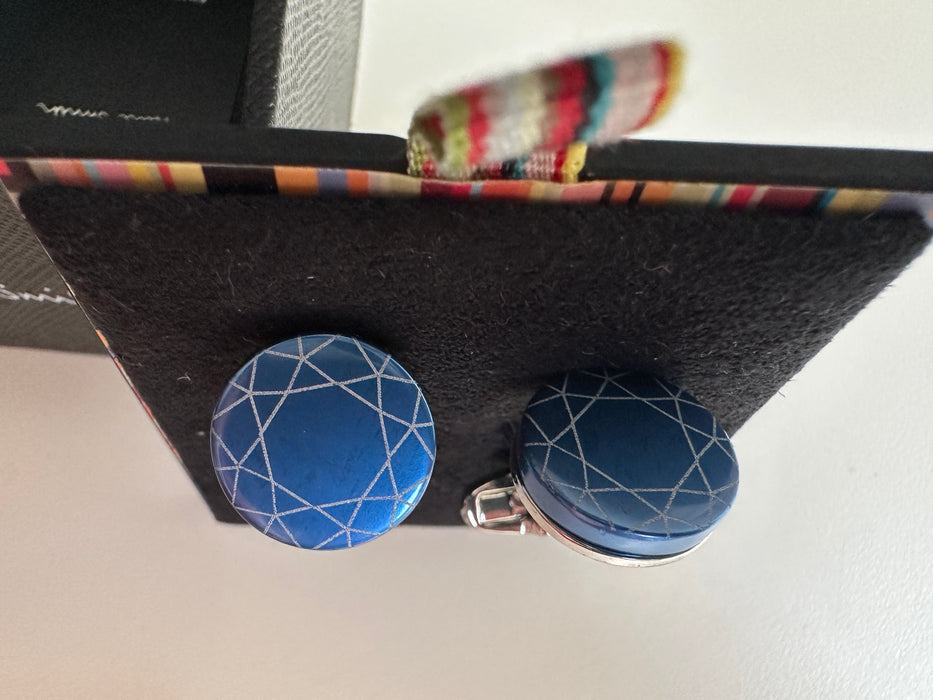 Paul Smith Blue Foil Patterned Cufflinks