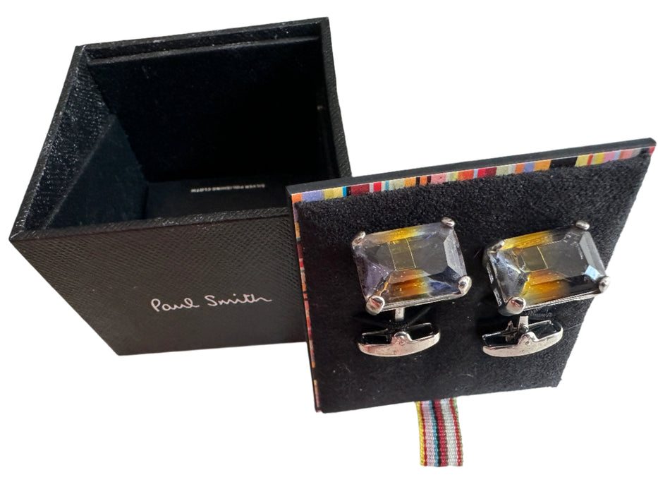 Paul Smith Glass Cufflinks in Amber and Blue