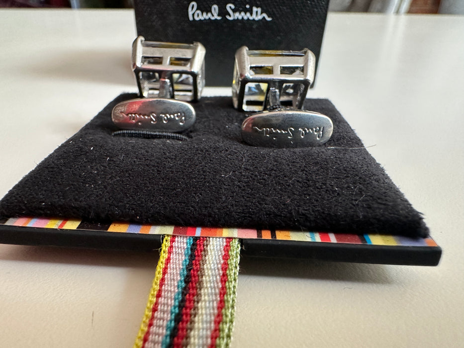Paul Smith Glass Cufflinks with Multicolor Stripes