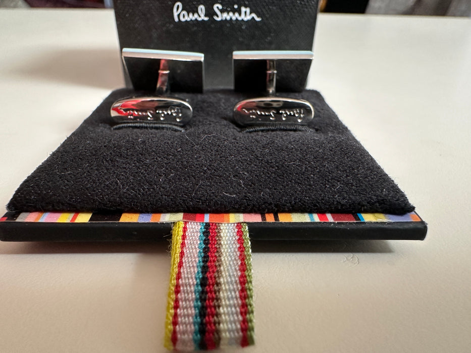 Cufflinks Oblong Mirror Face Light Blue ceramic edging Paul Smith