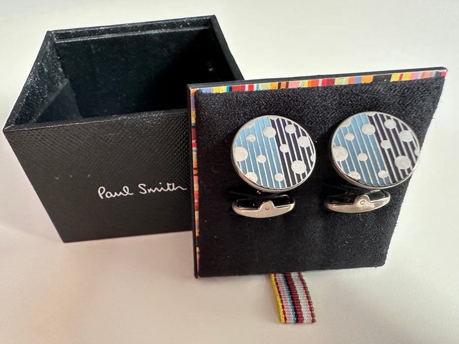 Paul Smith Cufflinks Round Bi-Colour cufflinks with stripes and dots