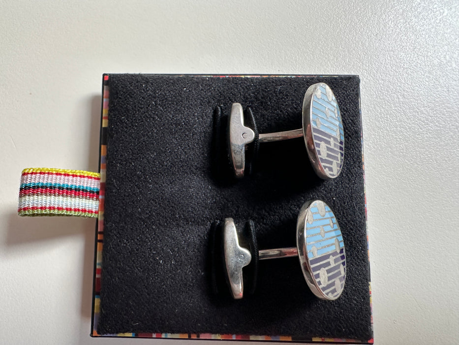 Paul Smith Cufflinks Round Bi-Colour cufflinks with stripes and dots