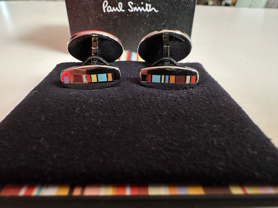 Paul Smith Enamel Deco Cufflinks - Red, Green, and Black