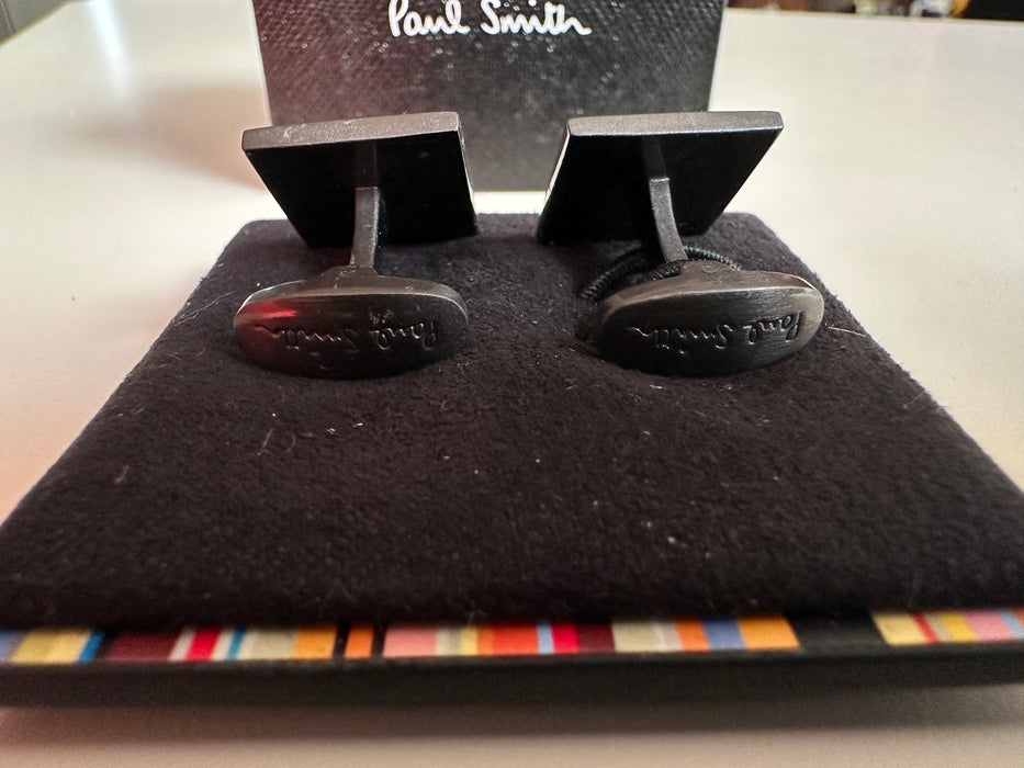 Paul Smith Cufflinks "LOVE" in white lettering on black background