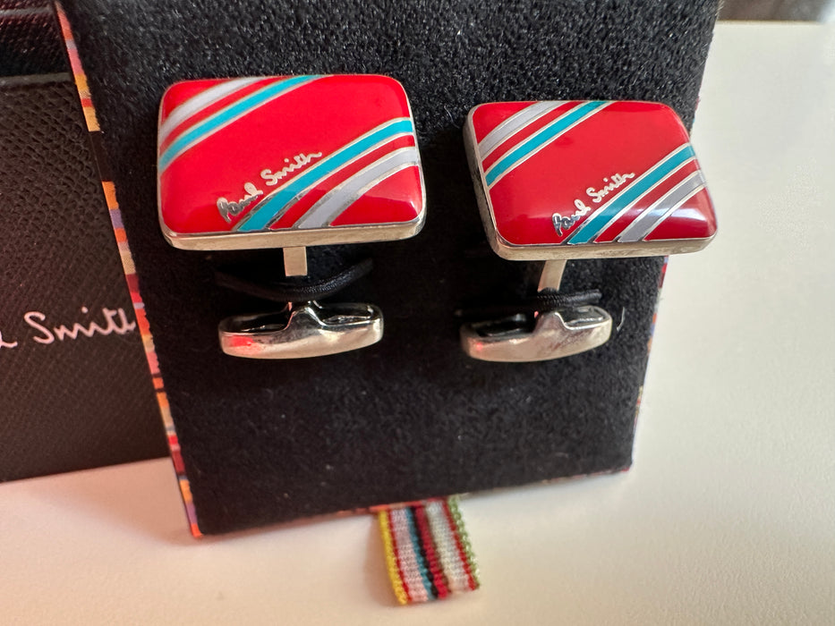 Paul Smith Cufflinks Red candy bar stripe cufflinks