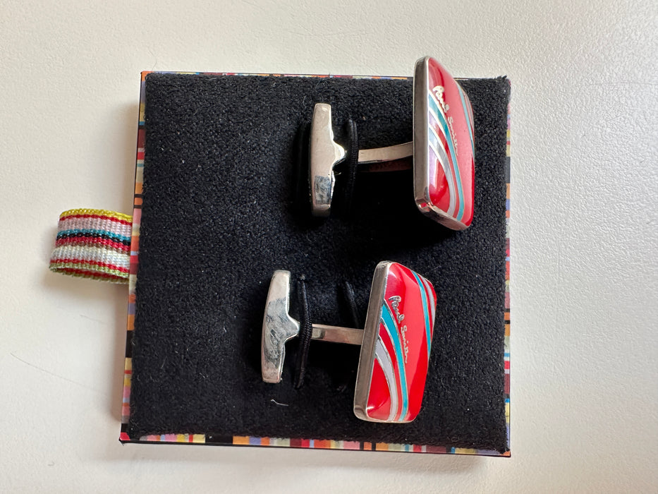 Paul Smith Cufflinks Red candy bar stripe cufflinks