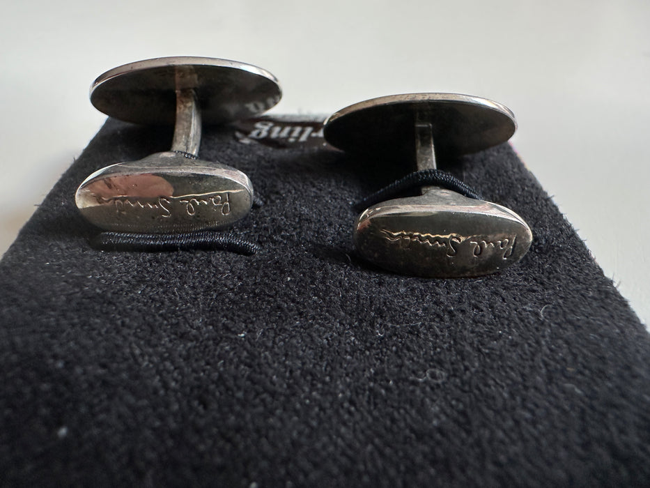 Paul Smith Cufflinks Sterling Silver Oval Multi Stripe Cufflinks