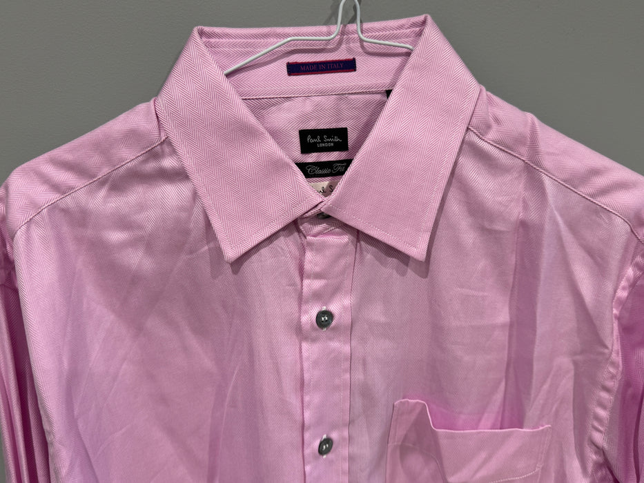 Paul Smith Slim Fit Pink Chambray Shirt Double cuffed  - Size 15.5/39