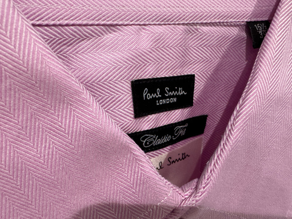 Paul Smith Slim Fit Pink Chambray Shirt Double cuffed  - Size 15.5/39