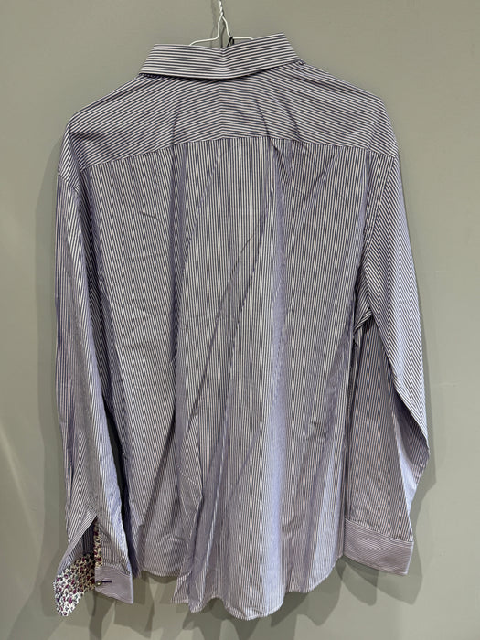 Paul Smith Long Sleeve Slim Fit Purple Stripe Shirt - Size 17.5/44 - Pattern Cuff detail