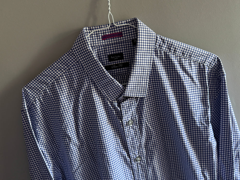 Paul Smith Royal Blue Gingham Check Shirt - Slim Fit - Size 17/43