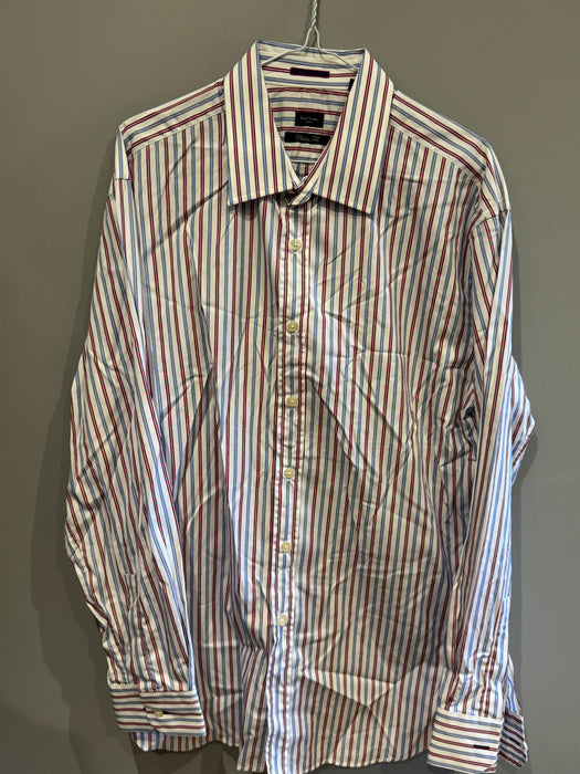 Paul Smith Classic Fit Blue and Red Stripe Shirt - Size 15.5/39