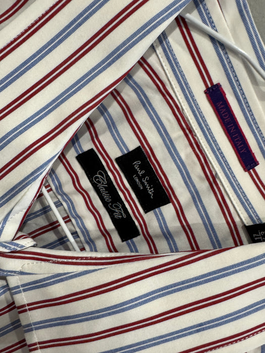 Paul Smith Classic Fit Blue and Red Stripe Shirt - Size 15.5/39