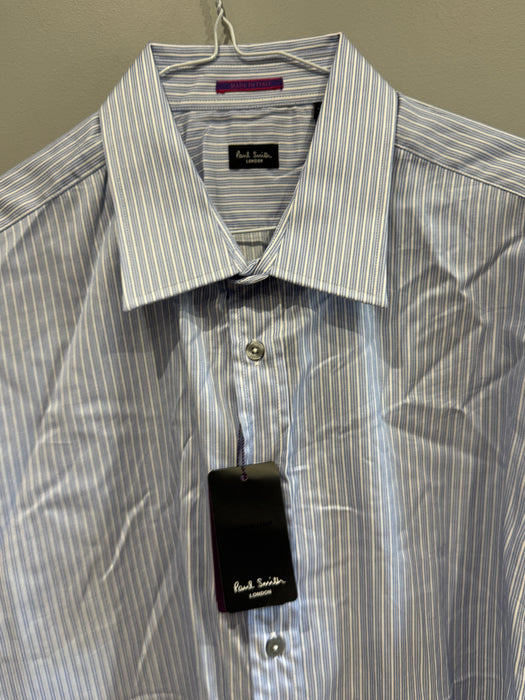 Paul Smith Formal Classic Shirt - Blue Stripe - Single Cuff - Size 17/43