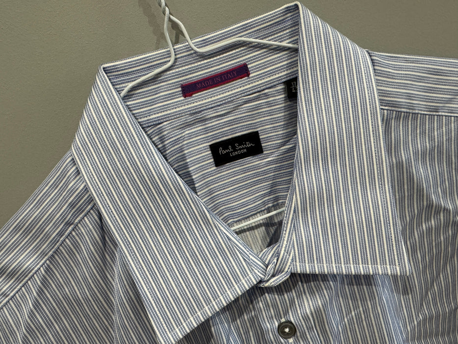 Paul Smith Formal Classic Shirt - Blue Stripe - Single Cuff - Size 17/43