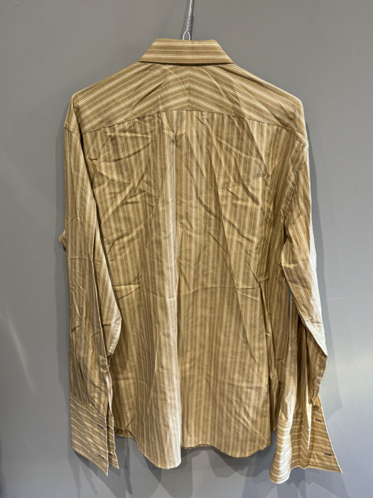 Paul Smith Formal LS Classic Brown Stripe Shirt  - Size 16.5 / 42  - p2p 22.5"