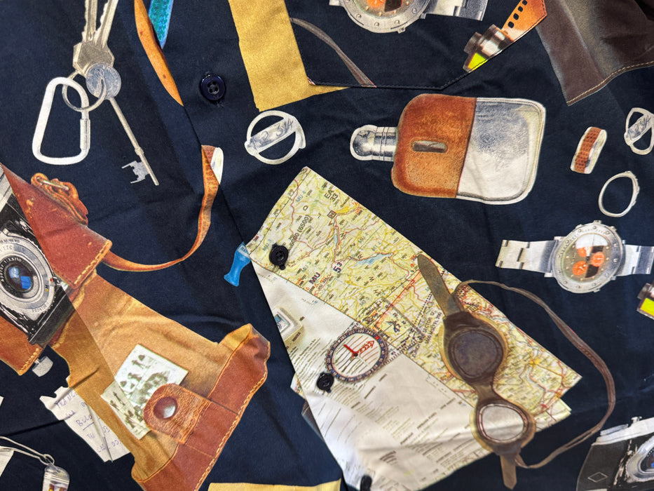 Paul Smith Navy Short Sleeve Shirt | Travel Items Theme | PS Collection | RARE