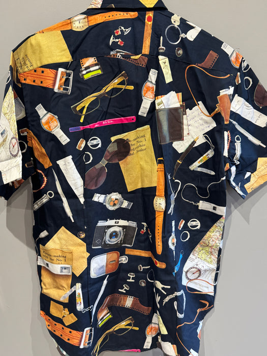 Paul Smith Navy Short Sleeve Shirt | Travel Items Theme | PS Collection | RARE