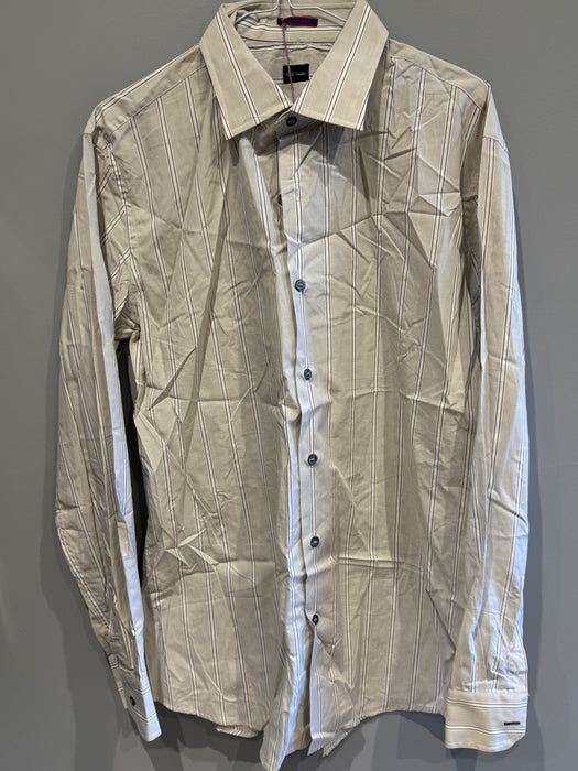 Paul Smith Long Sleeve Grey Shirt with White Stripes - Size 16.5/42