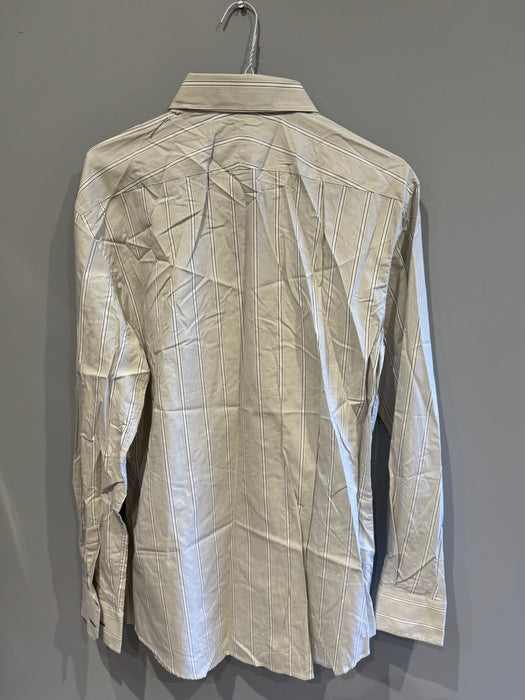 Paul Smith Long Sleeve Grey Shirt with White Stripes - Size 16.5/42
