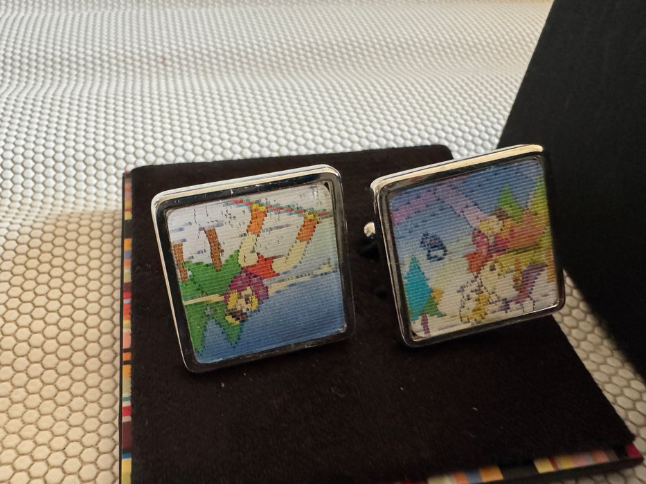 Paul Smith Lenticular "Pin-Up" Cufflinks – Ultra-Rare White Palladium Edition (New Old Stock – Early 2000s!)