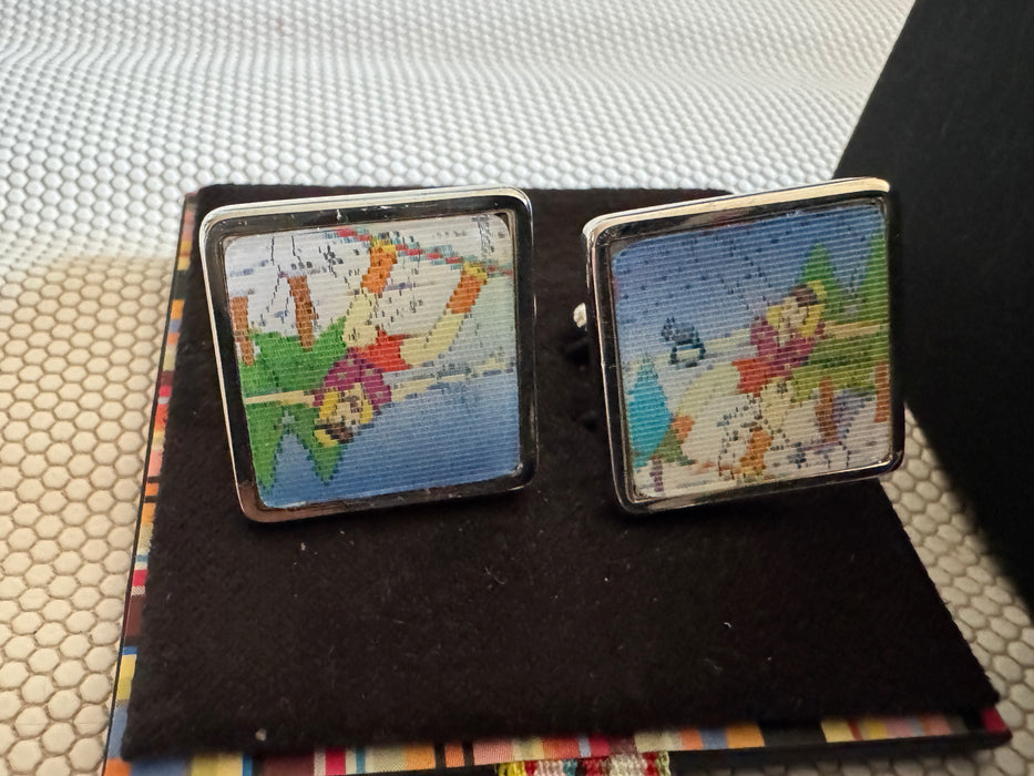 Paul Smith Lenticular "Pin-Up" Cufflinks – Ultra-Rare White Palladium Edition (New Old Stock – Early 2000s!)