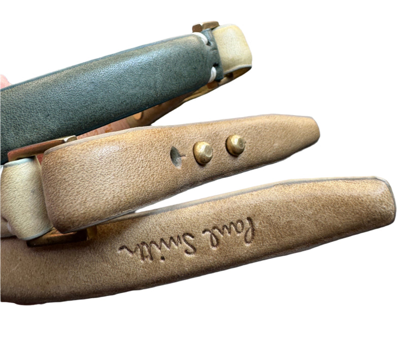Paul Smith Reversible Leather 3 part Belt - Tan ,Green & Brown - Size M