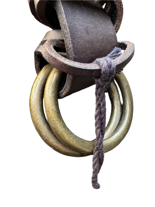 Paul Smith Jeans Black Distressed Leather Belt with Interlocking Rings - LUXURIOUS DESIGNER DETAIL!