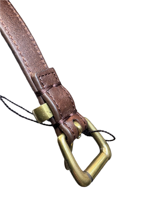Paul Smith Two-Tone Brown Leather Skinny Belt with Brass Buckle  - Size M