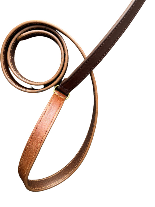 Paul Smith Two-Tone Brown Leather Skinny Belt with Brass Buckle  - Size M
