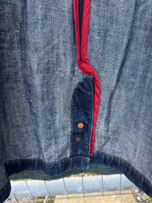 Paul Smith RED EAR Distressed Indigo Chore Jacket with Red Ear Detail - Rare, Exclusive Style - Size L