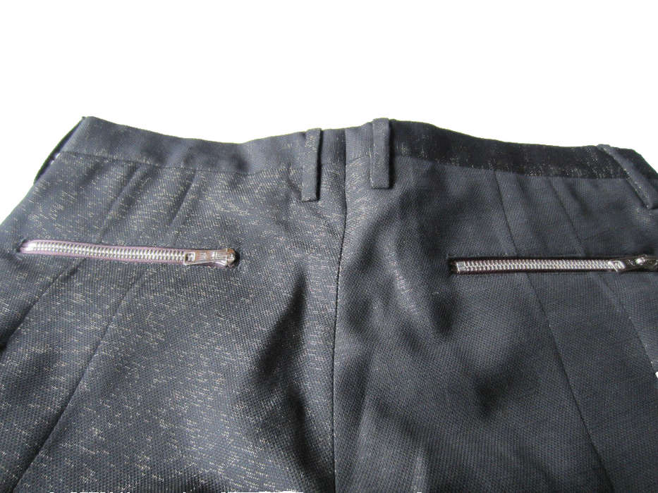 Paul Smith Men's Tapered Trousers - Size 30 - Silver Flecked Black with Gold Zips - Embrace This Luxury!