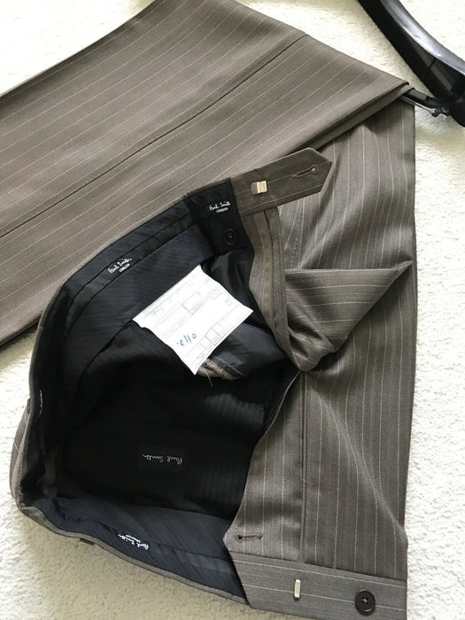 PAUL SMITH Taupe Stripe Trousers | Tailored Fit |Size 30R | LONDON Collection