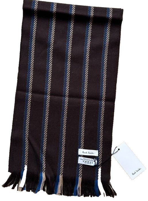Paul Smith MAINLINE Scarf - Brown Stripe - 100% Merino Wool - Wrap Up in Style!