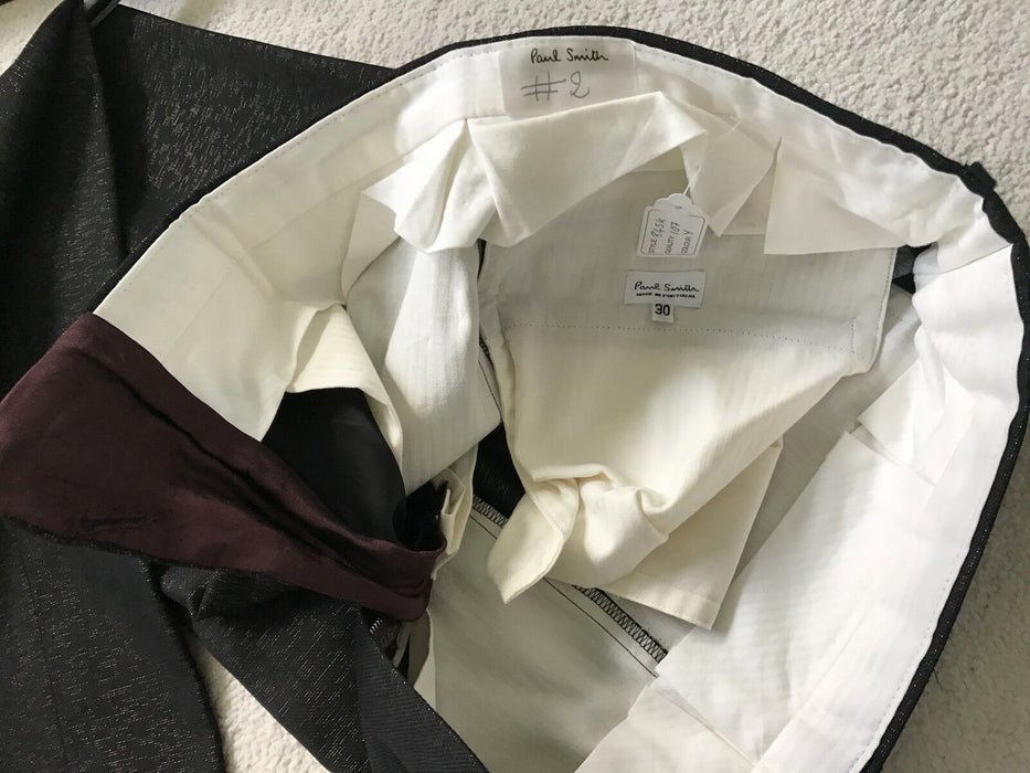 Paul Smith Men's Tapered Trousers - Size 30 - Silver Flecked Black with Gold Zips - Embrace This Luxury!