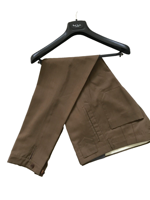PAUL SMITH Men Trousers | Size  30W |  Caramel  Brown |  Button hem fastening | Mainline
