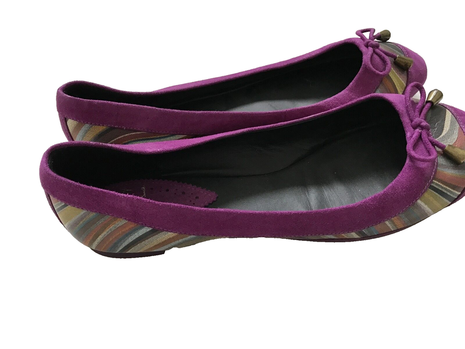 PAUL SMITH RARE SWIRL LEATHER INSERT WOMEN FLAT SHOES SIZE UK 4 EU 37