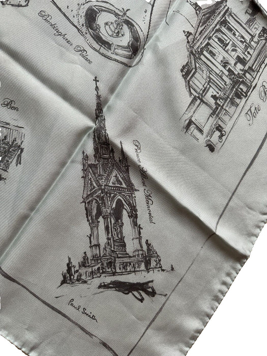 Paul Smith Silk Scarf - "LONDON" Graphic - 90cm x 90cm - Showcase Your City Style!