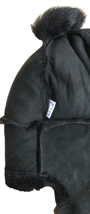 Paul Smith Black Sheepskin Chapka Hat | Cord Fastening | Faux Fur | Size M