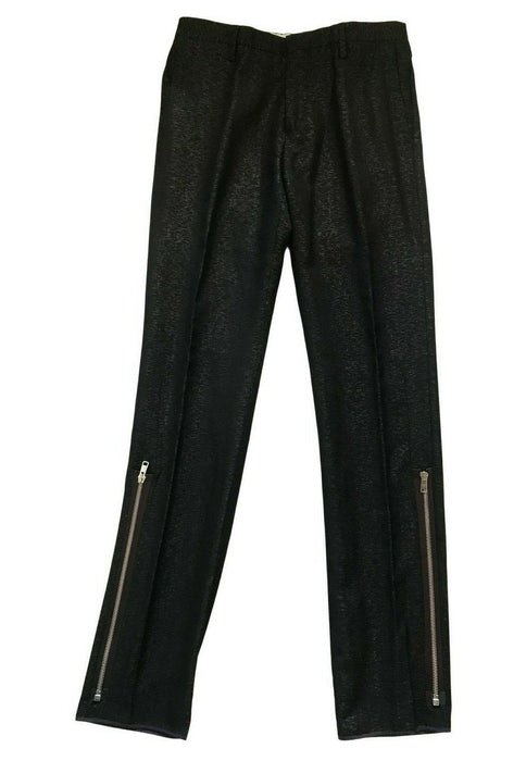Paul Smith Men's Tapered Trousers - Size 30 - Silver Flecked Black with Gold Zips - Embrace This Luxury!