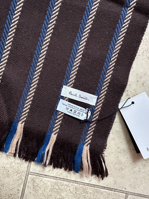 Paul Smith MAINLINE Scarf - Brown Stripe - 100% Merino Wool - Wrap Up in Style!