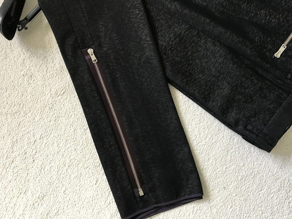 Paul Smith Men's Tapered Trousers - Size 30 - Silver Flecked Black with Gold Zips - Embrace This Luxury!