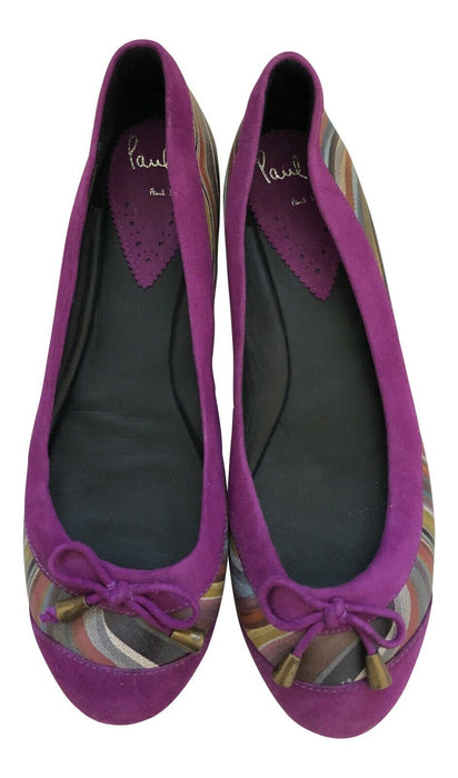 PAUL SMITH RARE SWIRL LEATHER INSERT WOMEN FLAT SHOES SIZE UK 4 EU 37