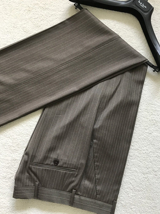 PAUL SMITH Taupe Stripe Trousers | Tailored Fit |Size 30R | LONDON Collection