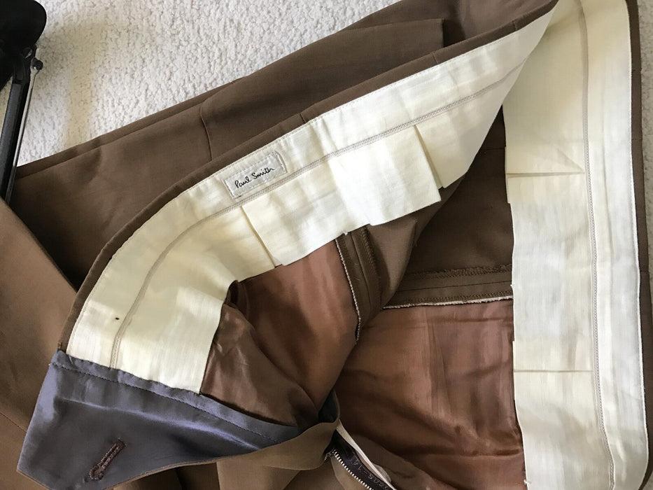 PAUL SMITH Men Trousers | Size  30W |  Caramel  Brown |  Button hem fastening | Mainline