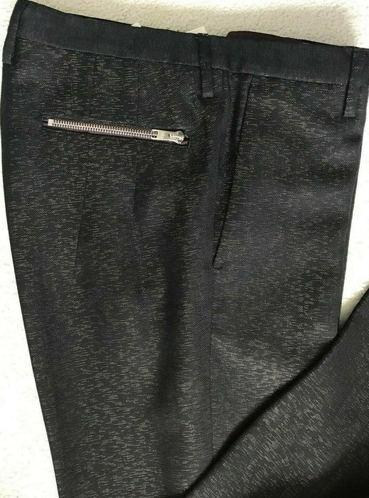 Paul Smith Men's Tapered Trousers - Size 30 - Silver Flecked Black with Gold Zips - Embrace This Luxury!
