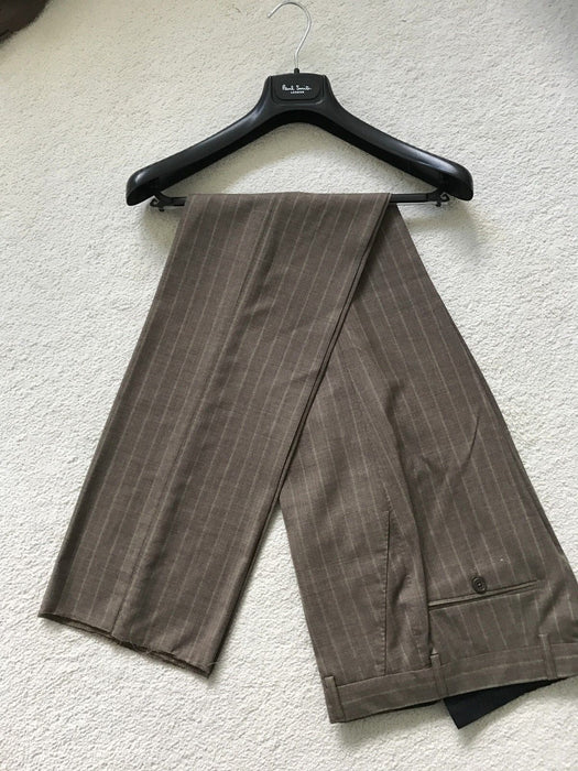 PAUL SMITH Taupe Stripe Trousers | Tailored Fit |Size 30R | LONDON Collection